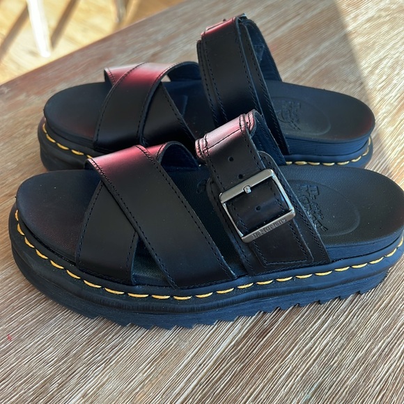 Dr. MARTENS RYKER BLACK LEATHER STRAP SLIDE SANDALS UNISEX MENS 4, WOMENS 5 - Picture 9 of 14